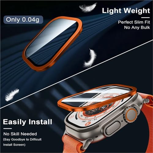 Vidrio templado para Apple Watch Ultra 49mm con marco de titanio para protector Ultra 2 4
