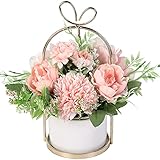 Nubry Artificial Flowers with Vase Fake Peony...