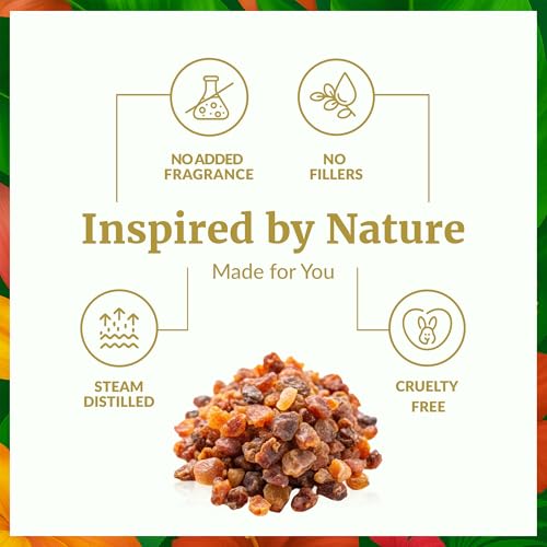 Image of SVA Organic Myrrh Essential Oil in Glass Bottle, 1 /3 Fl Oz (10 ml) | Organic Myrrh Oil for Skin Care, Face Care, Perfume Blends, Incense, Diffuser, Soap Making, Blending & DIY Beauty Projects