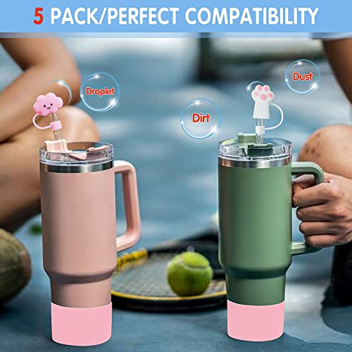 5 peças para acessório Stanley Cup, 2 canudos de silicone de substituição transparentes para Stanley