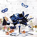 Zonon 24 Pcs Funny Photo Booth Props:Valentine's Day, Mardi Gras, Easter, Family Reunion, Class Reunion, Birthday, Weddings, Prom Disco Party Supplies - Mix of Hats, Lipstick, Tie(Blue and Black) - Image 4