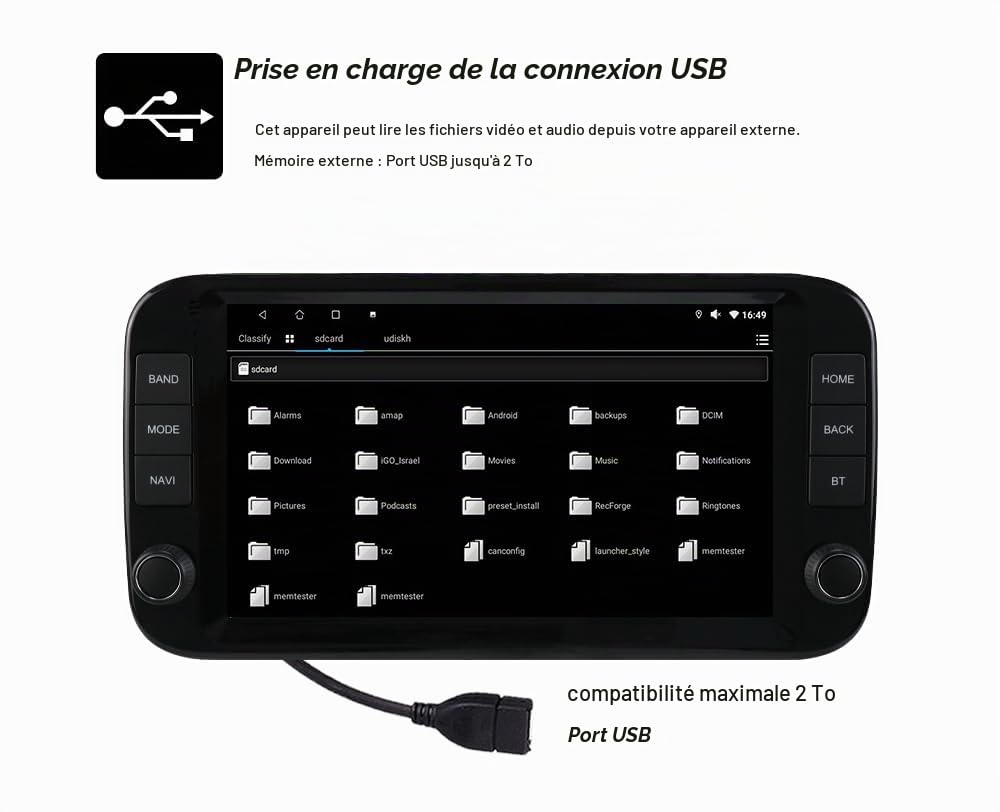 Ossuret Autoradio pour Fiat Panda (2013-2020), 9 Pouces Android 14 écran Tactile 2+32 Go Navigation GPS avec Carplay Android Auto WiFi Bluetooth USB Commande au Volant DSP TPMS OBD2 Dab+