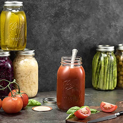 Regular Mouth Mason Jars 32 Oz [6 Pack] With Mason Jar Lids And Bands, Mason Jars 32 Oz - For Canning, Fermenting, Pickling, Jar Decor - Microwave/Freeze/Dishwasher Safe + Sewanta Jar Opener #TOP1