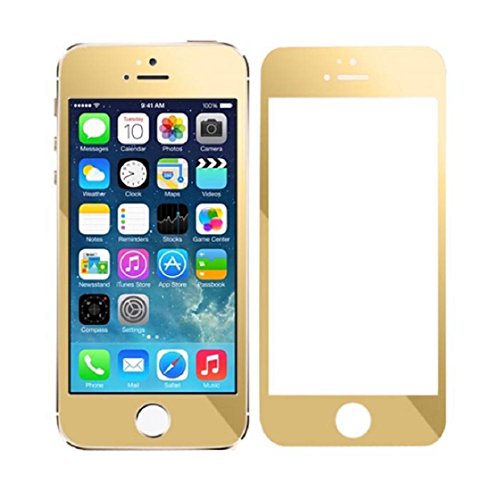 Coromose Colorful Plating Tempered Glass Screen Protector Film for iPhone 5 5S 5C (Gold)