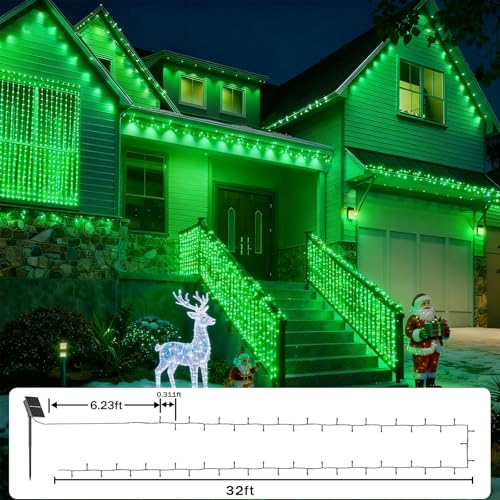 SOLARBABY Guirnaldas Luces Exterior Solar, 4 x 10M 100 LED Luces Navidad Exterior Solares 8 Modo,IP65 Impermeable Navidad Cadena de Luces Solares para Exteriores Jardín Del Arbol Xmas Decor, Verde - imagen 9
