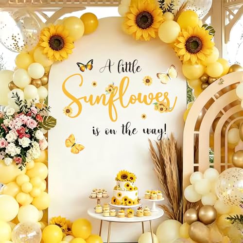 Sunflower Baby Shower Decorations for Girl A Little Sunflower is on the Way Sign Decal Banner for Balloons Arch Backdrop First Birthday Decorations Girl Its a Girl Baby Shower Banner (Not Balloon)