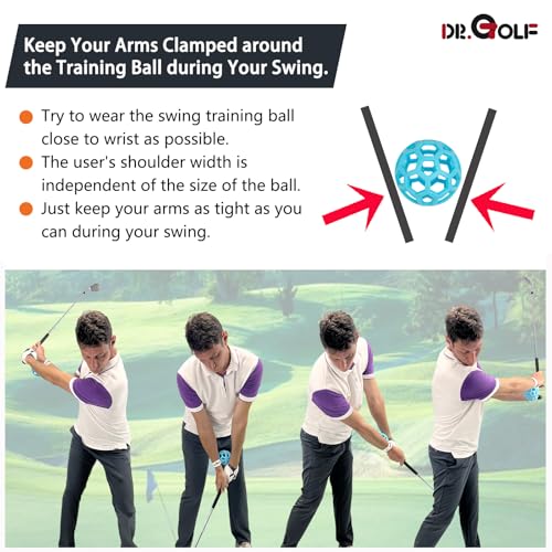 Fix Your Chicken Wing! Patented Golf Swing Training Ball for Consistency & Power PGA Recommended Swing Correct Aid for Indoor Outdoor Practice - Image 4