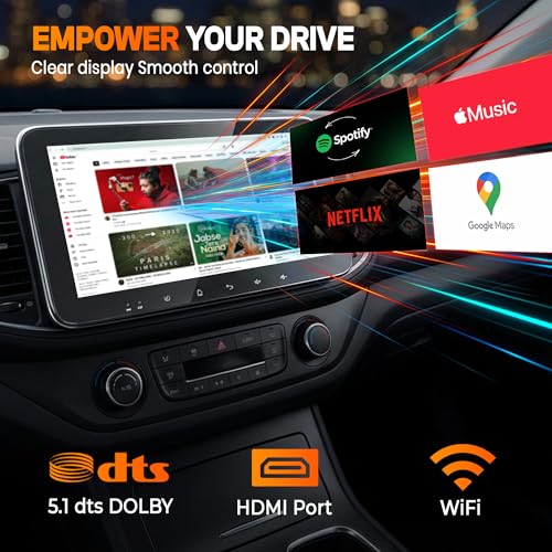 Image of MEGAAUDIO 10.33 inch Android 14 Quad Core Processor Car Music System | Floating IPS Touchscreen | 4GB RAM 64GB ROM | Wireless CarPlay & Android Auto | 4G SIM | 360 Camera Support | WiFi Bluetooth Stereo