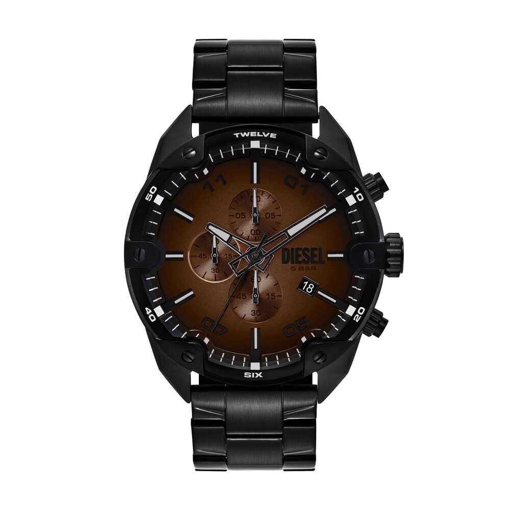 Diesel Men's Spiked Chronograph Stainless Steel Watch Dz4691, Black, Men