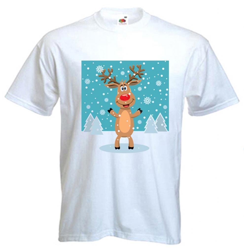 Tribal T-Shirts Rudolph The Red Nose Reindeer Mens Christmas T Shirt (Large)