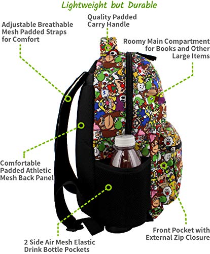 Nintendo Super Mario Brothers Boys Girls Teen 16" School Backpack (One Size, Black/Multi) #TOP3