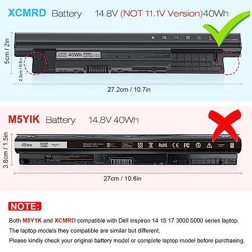 Image of 40Wh XCMRD FW1MN 4WY7C Battery for Dell Inspiron 15 3000 3542 3543 3531 3541 3521 3537,15R 5537 5521,17R 5721 5737,17 3737 3721,14 3421 3437 3443,14R 5421 5437,Vostro 2521 2421,Latitude 3540 3440 P28F