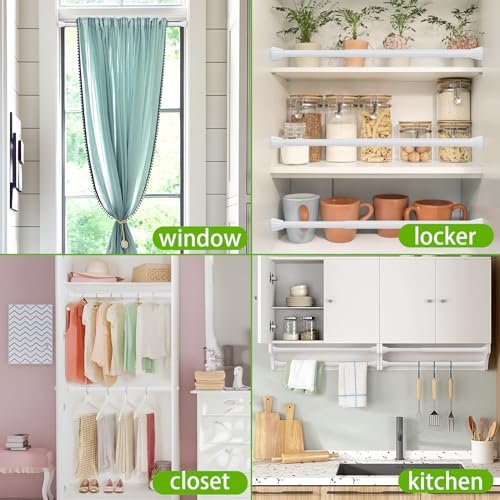 Image of White Tension Rods 16 to 26 Inch Tension Curtain Rod Small Tension Rods Adjustable Curtain Rod Spring Curtain Rods No Drilling Expandable Pressure Spring for Closet Kitchen