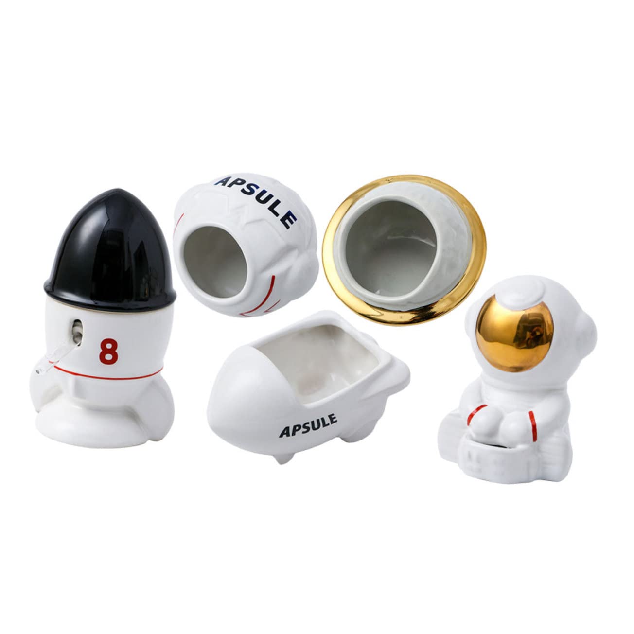 Mipcase Nido para Hámster Serie Astronaut Comedero para Hámster De Cerámica Escondite para Chinchilla Temática Espacial y Forma De Bañera para Comedero Lavable