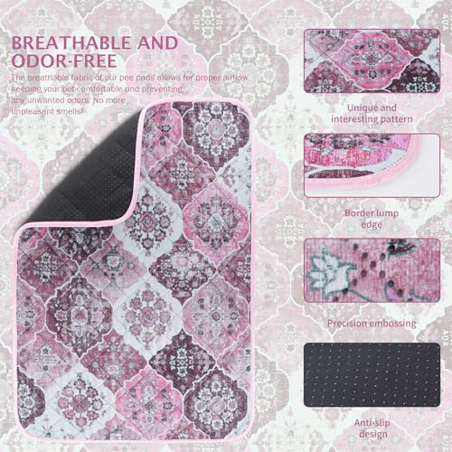 Image of IEUUMLER Washable Pee Pads for Dogs, 2 Pack Reusable Pee Pads for Dogs Non-Slip Grip, Super Absorbent Waterproof Puppy Pads for Potty Training, Playpen, Crate, Whelping Box EU011 Pink, 36x31