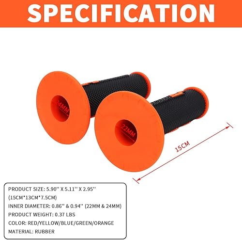 Miniatura 3 de JFG RACING Empuñaduras de manillar de motocross + almohadilla de 7.87 pulgadas de barra transversal de motocicleta Kit de empuñaduras redondas