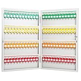 Sicherer wandmontierter Schlüsselschrank mit bunten Etiketten für 150 Schlüssel, ideal für Hausverwaltung und Autohäuser (Farboptionen: 48 / 96)