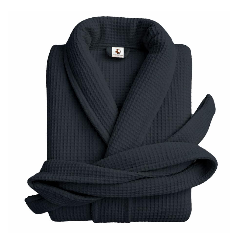 Enchant Home Cotton Waffle Bathrobe for Women and Men, Lightweight Soft Unisex Knee Length Cotton Robe, Premium Comfortable Dressing Gown for Home Loungewear Use and Relaxation Bathrobe