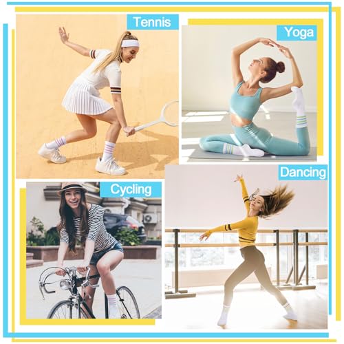 Jspupifip 6 Pair Retro Striped Socks for Women, Vintage Soft Comfortable Tube Fashionable Casual Crew Calf Sock for Girls and Ladies4