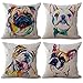 Gspirit 4 Pack Perro Algodón Lino Decorativo Throw Pillow Case Funda de Almohada para Cojín 45x45 cm