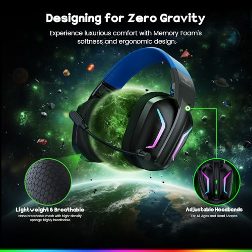WESEARY 7.1 Wireless Gaming Headset with Microphone for PS4, PS5, PC, Switch, Mac, 2.4GHz Bluetooth Gaming Headphones with Crystal-Clear Mic, 50Hr Battery, Cool RGB - Image 8