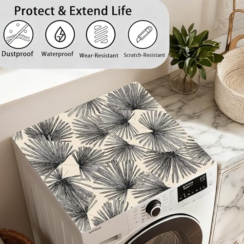 Image of Washer Dryer Top Cover Mat, Non-Slip Laundry Room Decor, Laundry Room Kitchen Appliance Decor Protector Universal 23.6 inchx19.7 inch (Leaf 2)