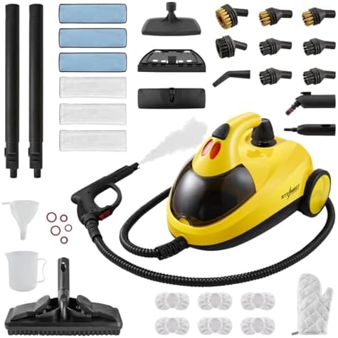 STEAMBOT 37-in-1 Steam Cleaner mop for Home & Car, 2L Water Tank, 4.3ft Hose, Deep Steam Cleaning for Floors, Tiles, Grout, Windows, Kitchen, Living Room – Multi-Surface Steamer