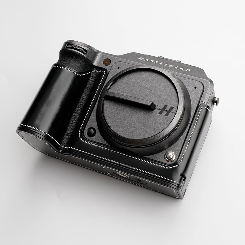 UC Handmade Genuine Leather Camera Half Case for Hasselblad X2D - Top Layer Cowhide Body + Metal Base Plate + Hand Shank 3-in-1 Design (Jet Black)