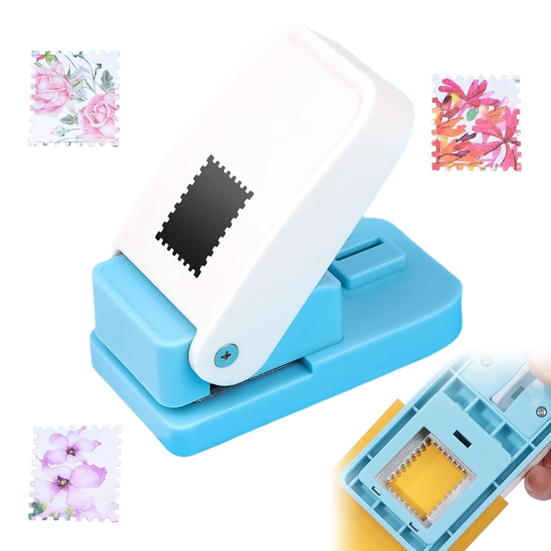 Perforatrice rettangolare per francobolli a leva forma del timbro per lavori artigianali con carta scrapbooking fai da te creazione di biglietti artistici e artigianali