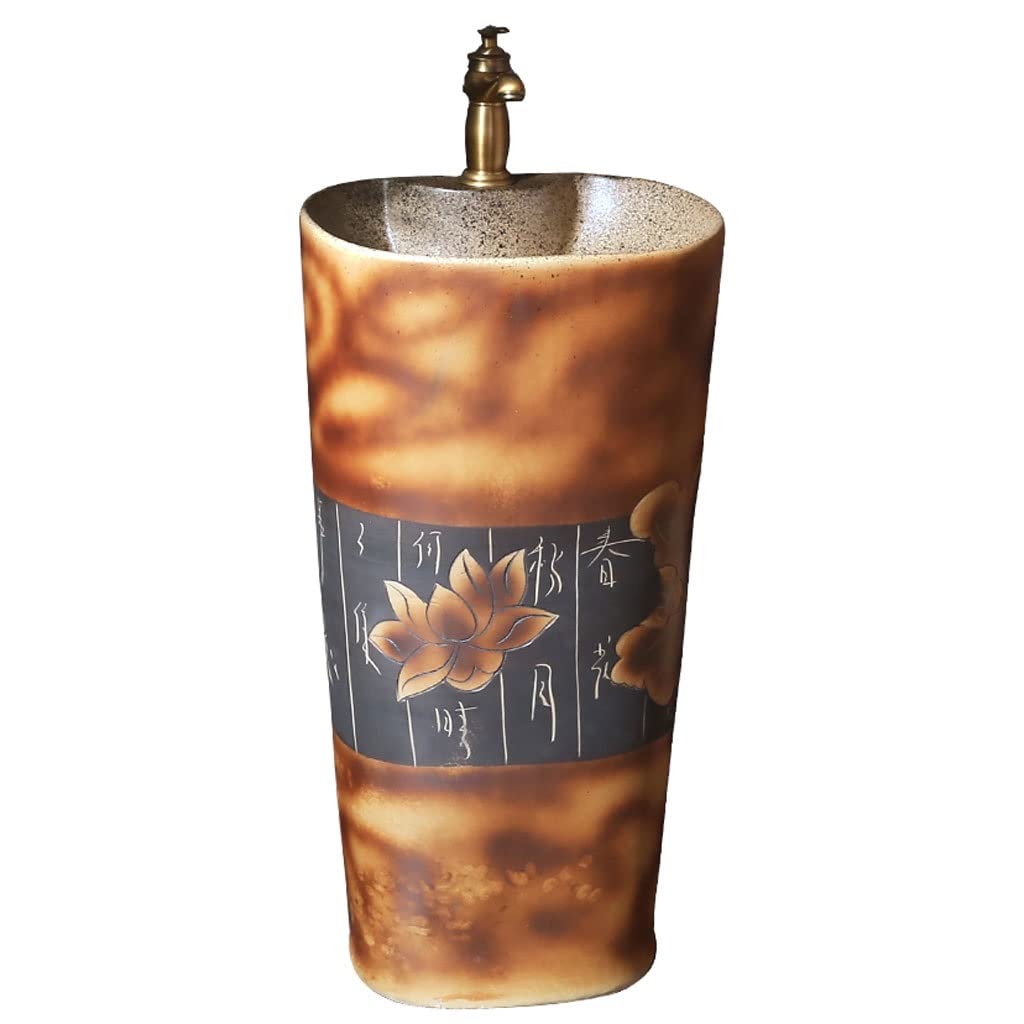Rkvxcjhdr A Pedestal Sink Pedestal Sink Vintage Ceramic Pedestal Basin Bathroom Pedestal Washbasin Integrated Pedestal Combo Sink With Faucet Bathroom Sinks