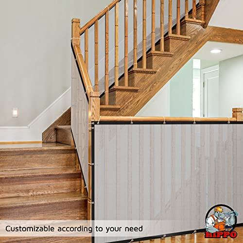 Image of HIPPO Baby Safety Net for Balcony Child Protection Stairway Safety Net Railing Guard for Kids Staircase Protector with Tie-Cords Breathable Fabric Indoor Outdoor Use (1MTX3MT, Transparent-White)