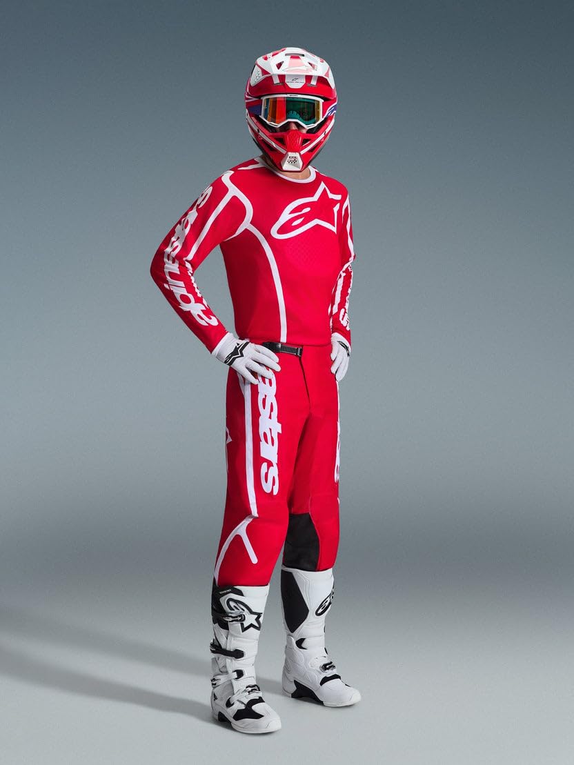 Alpinestars Fluid Apex Pantaloni da motocross, rosso/bianco, 36
