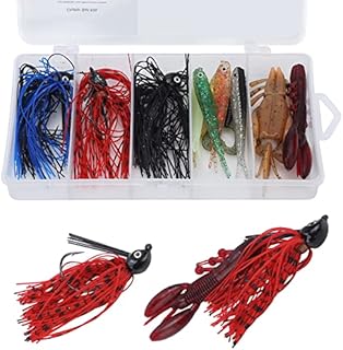 HAKKALA Bass Fishing Skirted Swim Jig with Trailers, Popular 1/2 oz Sizes Weed Guard Flipping Jigs Fishing Lure Kits with Soft Plastic Lure (14g(1/2oz) - Muddy Water)