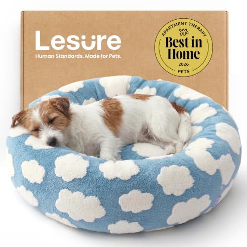 Image of LE SURE Shown on TV Jacquard Donut Cute Small Dog Beds,Blue 27x27x8in