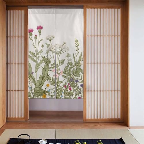 のれん 花柄 優雅 美しい ドアカーテン 間仕切り 暖簾 目隠し おしゃれ 壁掛け 玄関 お風呂 出入り口用 遮光カーテン シャワーカーテン 洗濯可 飾り 部屋仕切り 室内 洗面所 四季兼用 多機能 人気 贈り物 86x143cm