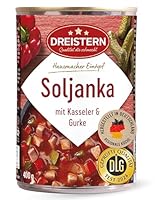 DREISTERN Soljanka 400g I Mit Kasseler & Gurke I Herzhafter Eintopf in recyclebarer Konservendose I Lange Haltbarkeit dank natürlicher Konservierung I Hausmacher Qualität