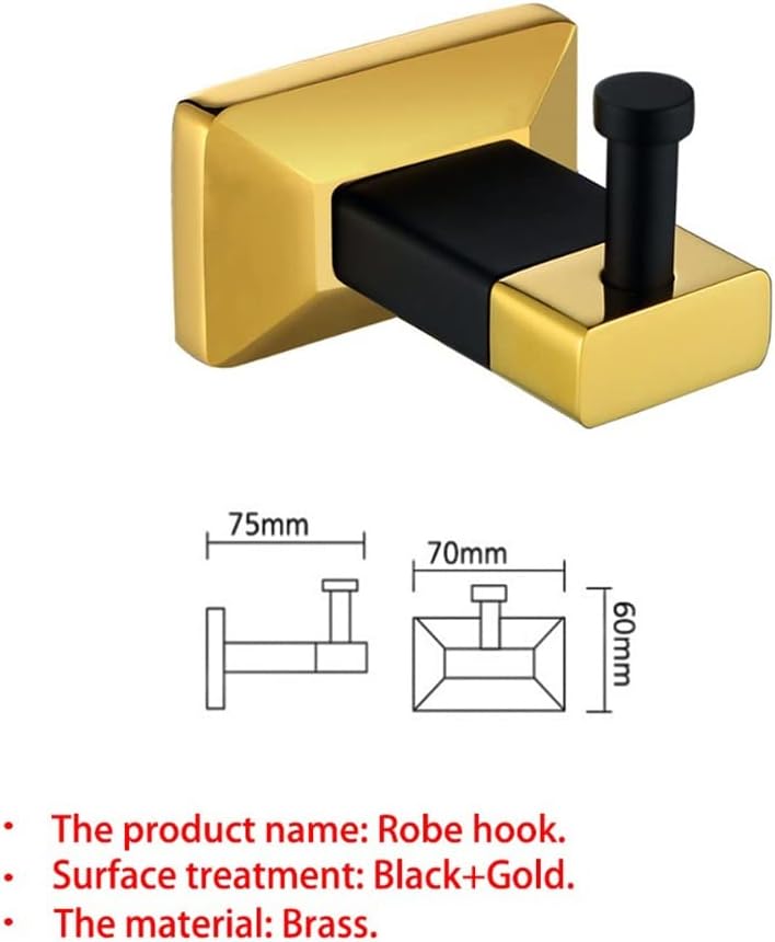 LSLYTQ Luxury Bathroom Accessories, Bathroom Hardware Set, Robe Hook, Towel Rail Rack Ring Bar Shelf, Paper Holder, Black and Gold