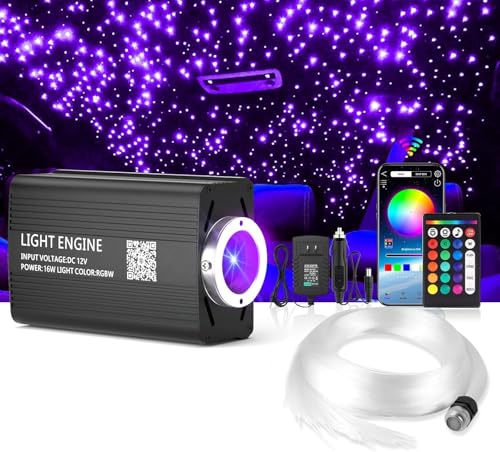 VASTFIRE Starlight Headliner Kit, 16W Star Headliner kit Music/Voice Activated Star Lights for Car, Bed Room, RVs, Home Theaters | Bluetooth + Remote Control (300pcs 0.03in × 9.8ft)