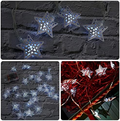 Livired Metal Fairy Lights Battery Operated, 5M 30LED Indoor LED String Light with Remote Control & 8 Modes, Star Fairy Lights for Halloween Indoor Weeding Christmas Decoration(Cold White)