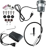 1/4'HP Rotary Tool Flex Shaft Carver Electric Hanging Grinding Machine, Foot Pedal Control, 110V 380W Power, Multi-function Tools for Carving, Buffing (380W)