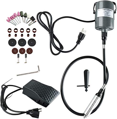 1/4"HP Rotary Tool Flex Shaft Carver Electric Hanging Grinding Machine, Foot Pedal Control, 110V 380W Power, Multi-function Tools for Carving, Buffing (380W) by YaeKoo - Used condition - US$39.71
