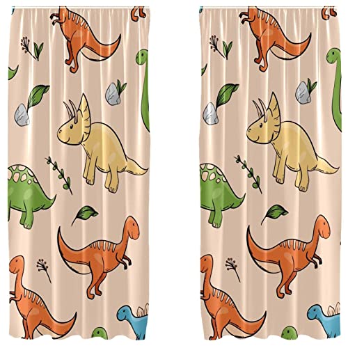 Paneles de cortina infantil con dinosaurios de colores en formato opaco de 55x84 pulgadas 2