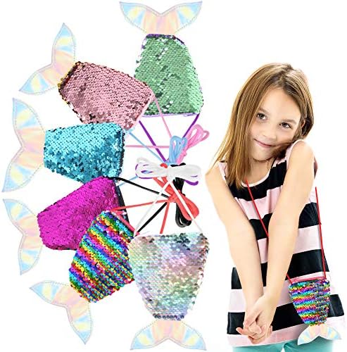 SallyFashion portfel w kształcie syrenki, 6 sztuk, cekiny, portfel, dla dzieci, na urodziny, jako upominek