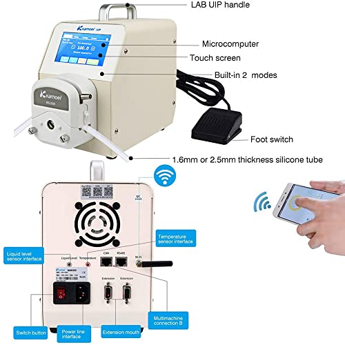 Kamoer New Uip Wifi Intelligent High Flow Peristaltic Pump Stepper Motor Dosing Pump (3 Rotors, 1-1520Ml/Min, 110V-220V Ac, Foot Switch Support, Touch Screen Display, White) #TOP3