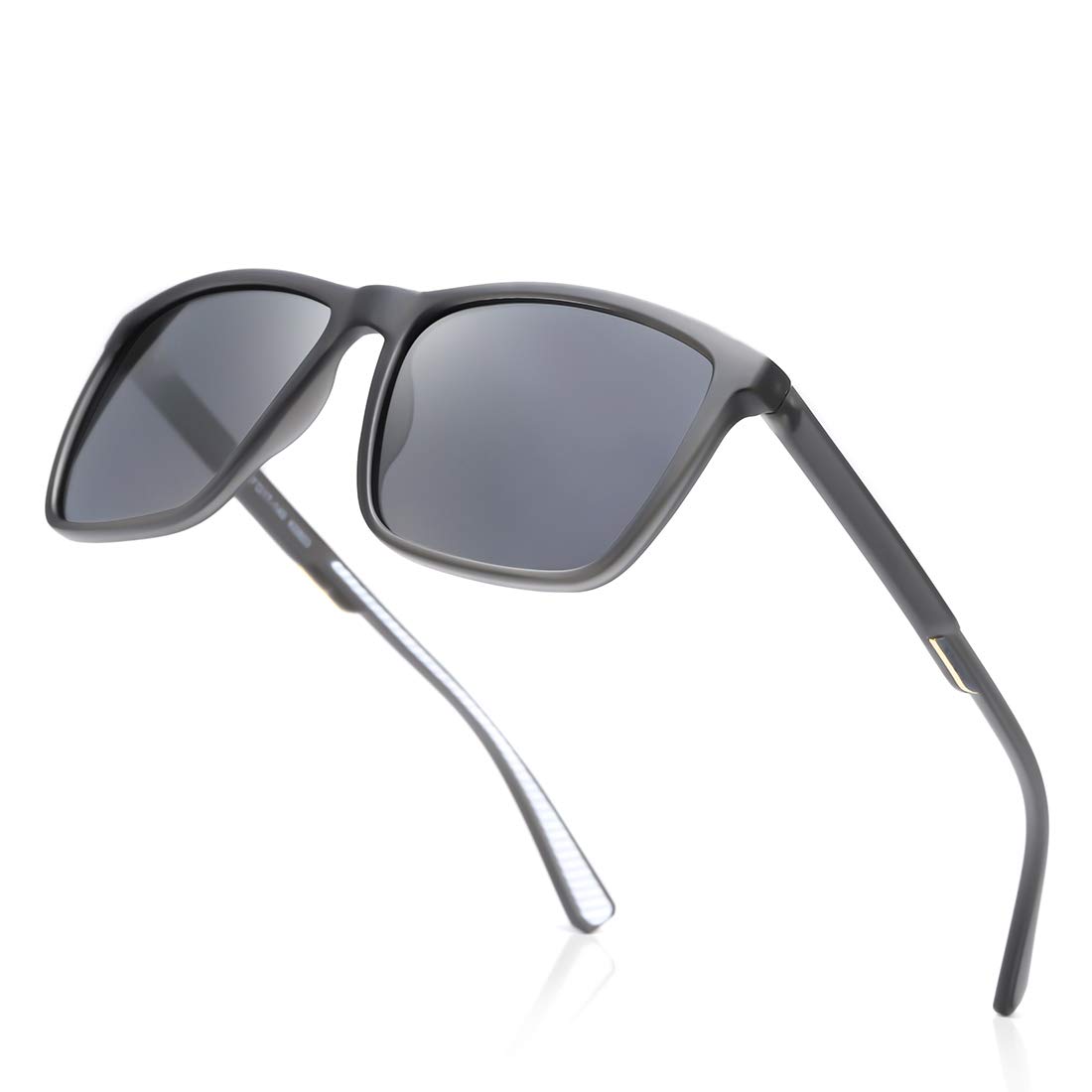 kimorn Classic Polarized Sunglasses Ultralight Square TR90 Frame Retro Shades K0803 (Matte Transparent Gray)