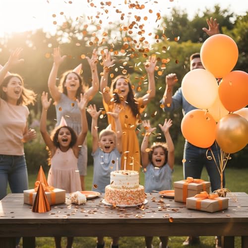Image of Orange Metallic Foil Confetti(0.59 inch) Round Dots Glitter Table Confetti for Party Wedding Decorations,2.11 OZ per pack