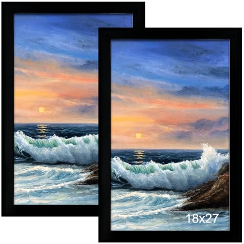 LUCKYLIFE 18x27 Picture Frame Wall Hanging Poster Frames Display Pictures 18 x 27 without Mat Pack of 2 Black