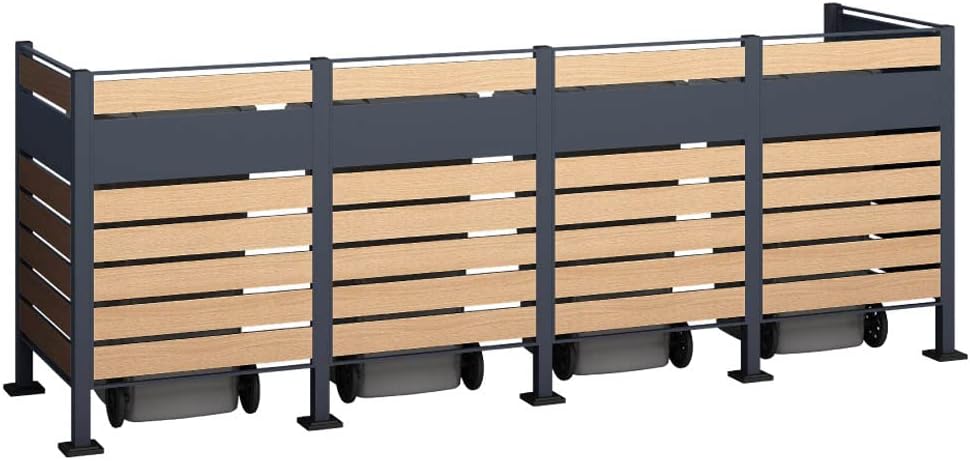 WESTMANN 4er Mülltonnenverkleidung Planum Metall 320x80x120 cm Grau