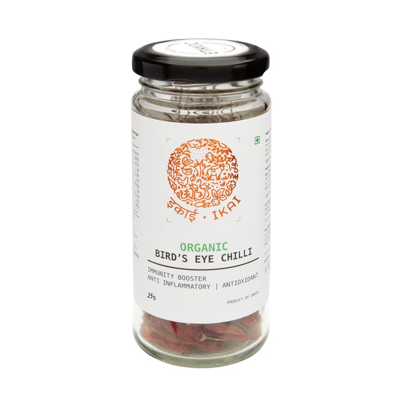 IKAI Organic Birds Eye Chilli, Thai Chilli Dried, Spicy, Ethnic Curation - Manipur, Organic Spice, 30 gm