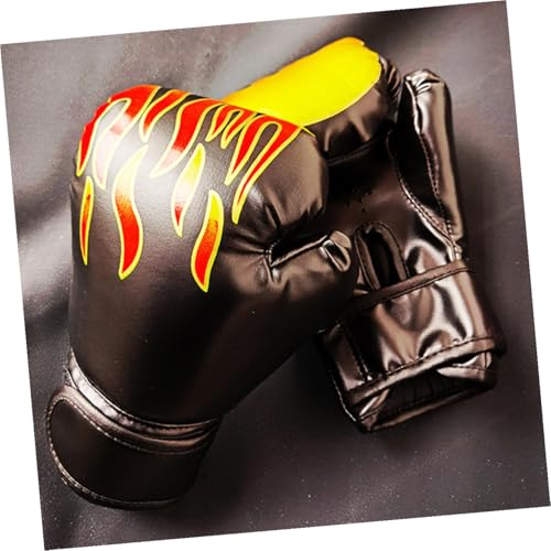 Guantes de boxeo para niños de 6oz en poliuretano negro con diseño de llama para sparring 5
